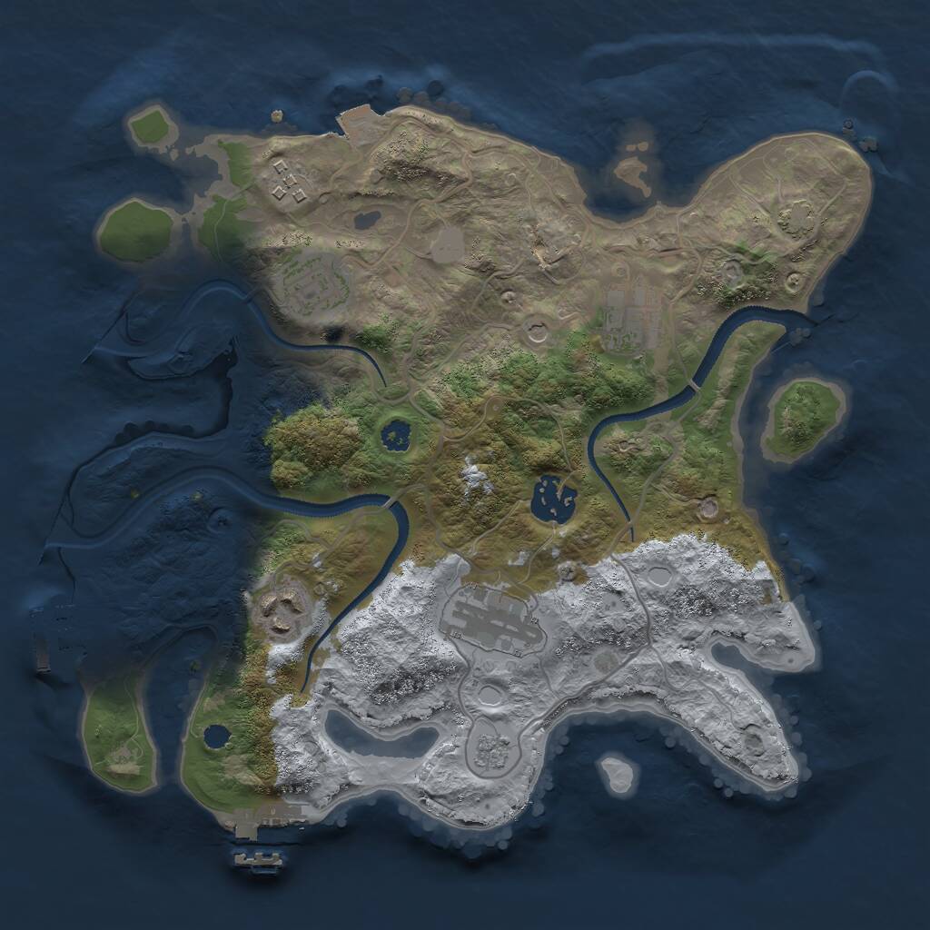 Rust Map: Procedural Map, Size: 3000, Seed: 22695, 12 Monuments