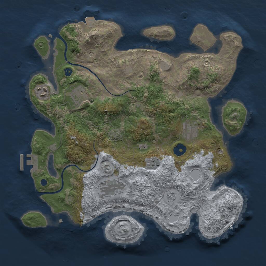 Rust Map: Procedural Map, Size: 3250, Seed: 368709917, 10 Monuments