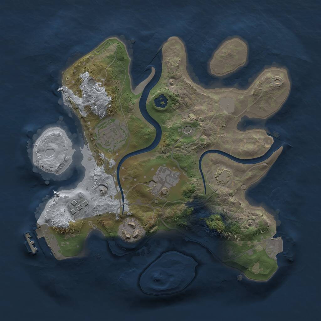 Rust Map: Procedural Map, Size: 2400, Seed: 1018704430, 8 Monuments