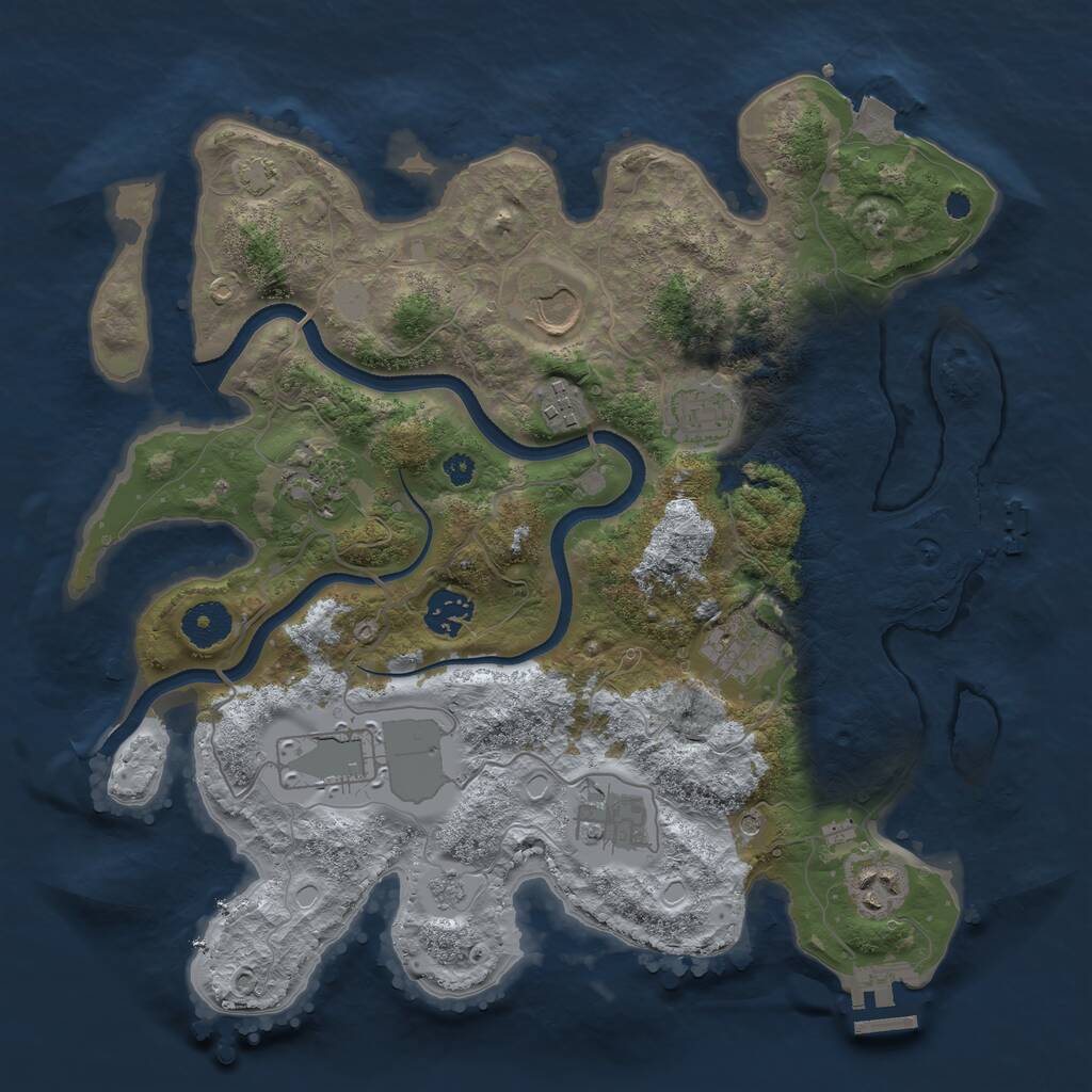 Rust Map: Procedural Map, Size: 3500, Seed: 1224497586, 15 Monuments
