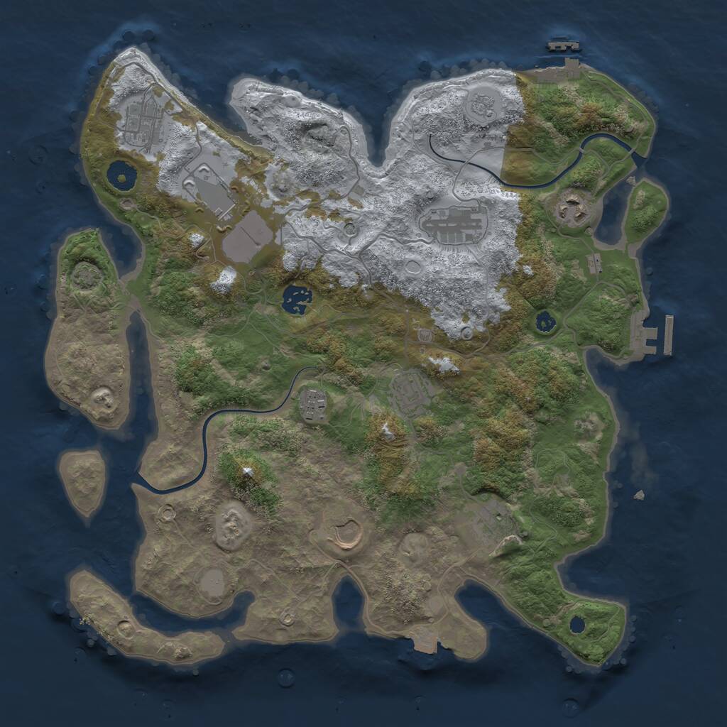 Rust Map: Procedural Map, Size: 3680, Seed: 421, 15 Monuments