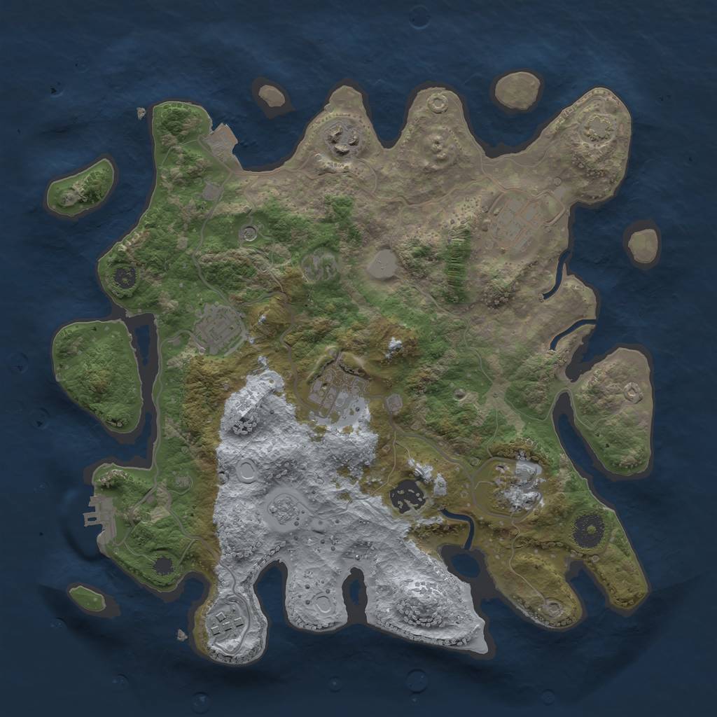 Rust Map: Procedural Map, Size: 3250, Seed: 448921847, 14 Monuments