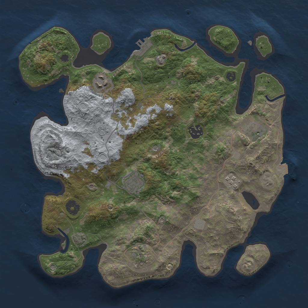 Rust Map: Procedural Map, Size: 3250, Seed: 331961060, 13 Monuments