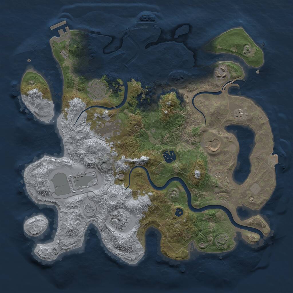 Rust Map: Procedural Map, Size: 3500, Seed: 79219010, 14 Monuments