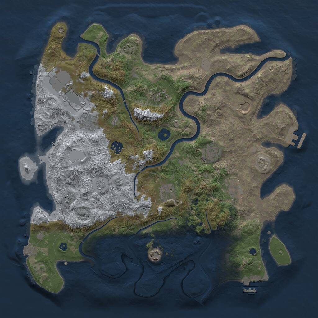 Rust Map: Procedural Map, Size: 3950, Seed: 16959873, 16 Monuments