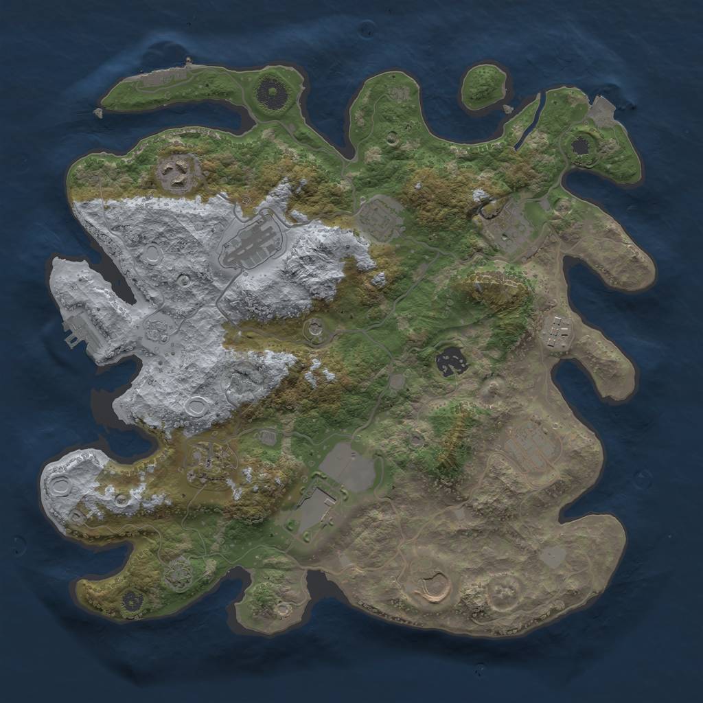 Rust Map: Procedural Map, Size: 3500, Seed: 1452649382, 18 Monuments