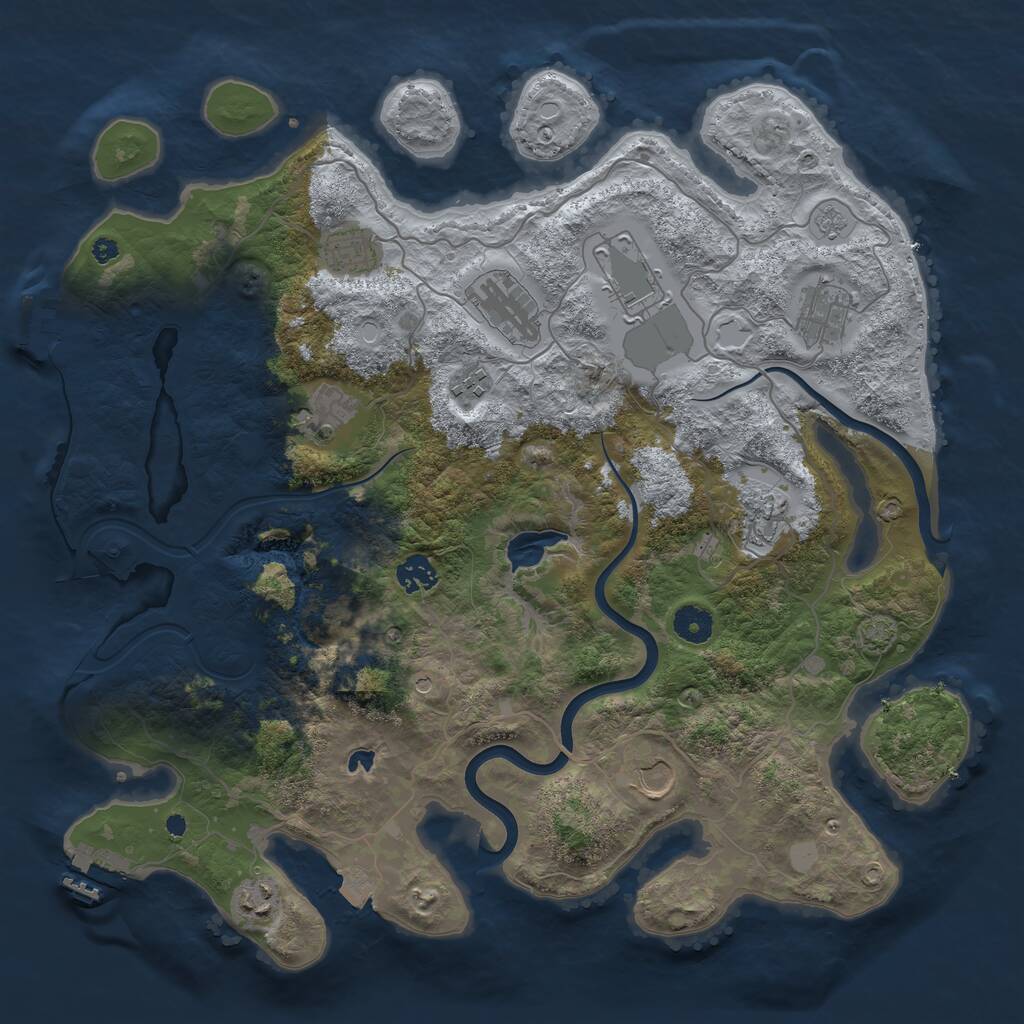 Rust Map: Procedural Map, Size: 4000, Seed: 727317908, 16 Monuments