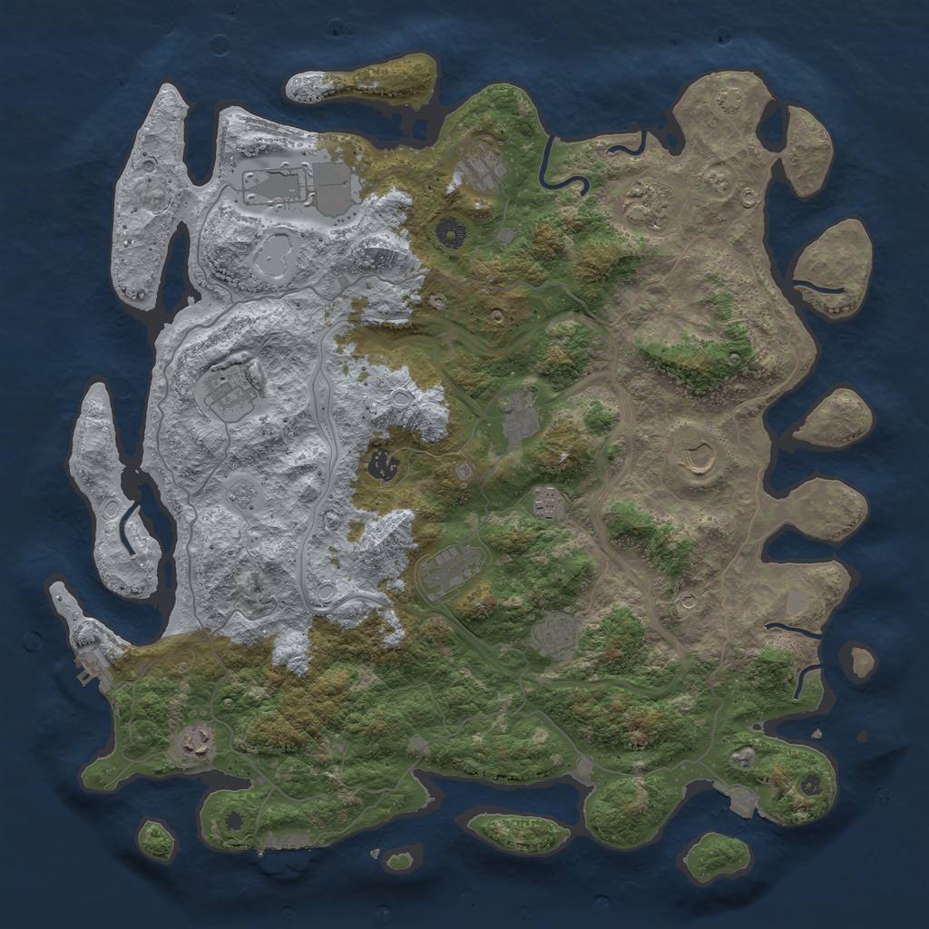 Rust Map: Procedural Map, Size: 4500, Seed: 2091193107, 19 Monuments