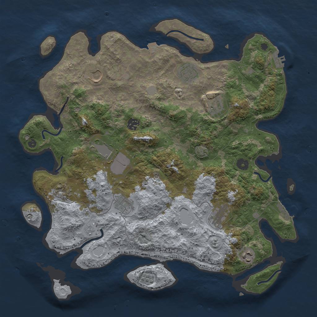 Rust Map: Procedural Map, Size: 3950, Seed: 2145069, 18 Monuments