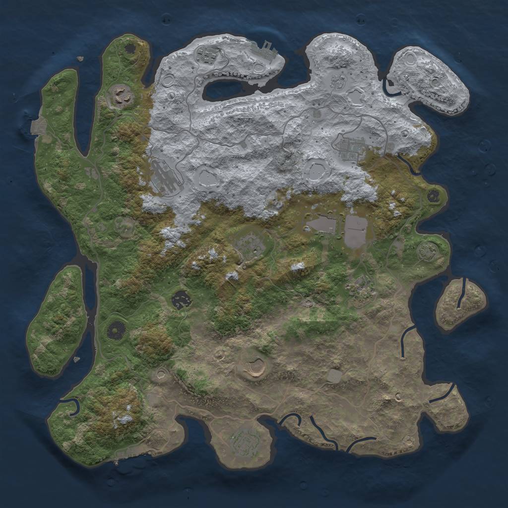 Rust Map: Procedural Map, Size: 4100, Seed: 3615601, 18 Monuments