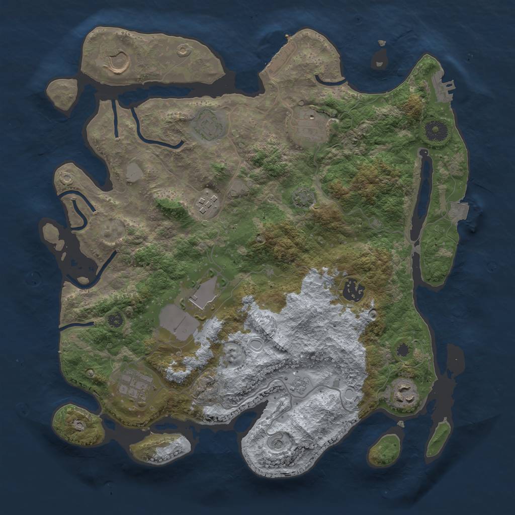 Rust Map: Procedural Map, Size: 3500, Seed: 24873, 16 Monuments