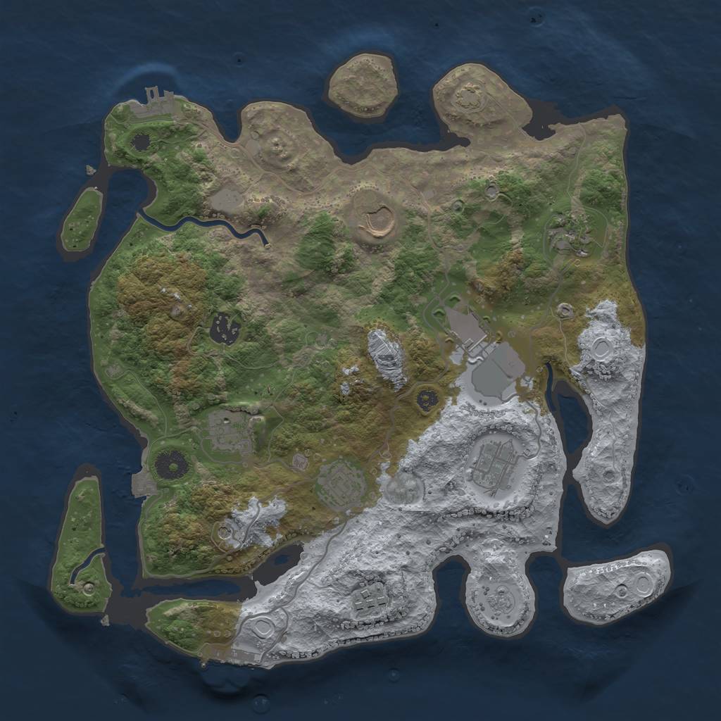 Rust Map: Procedural Map, Size: 3500, Seed: 1859584650, 16 Monuments