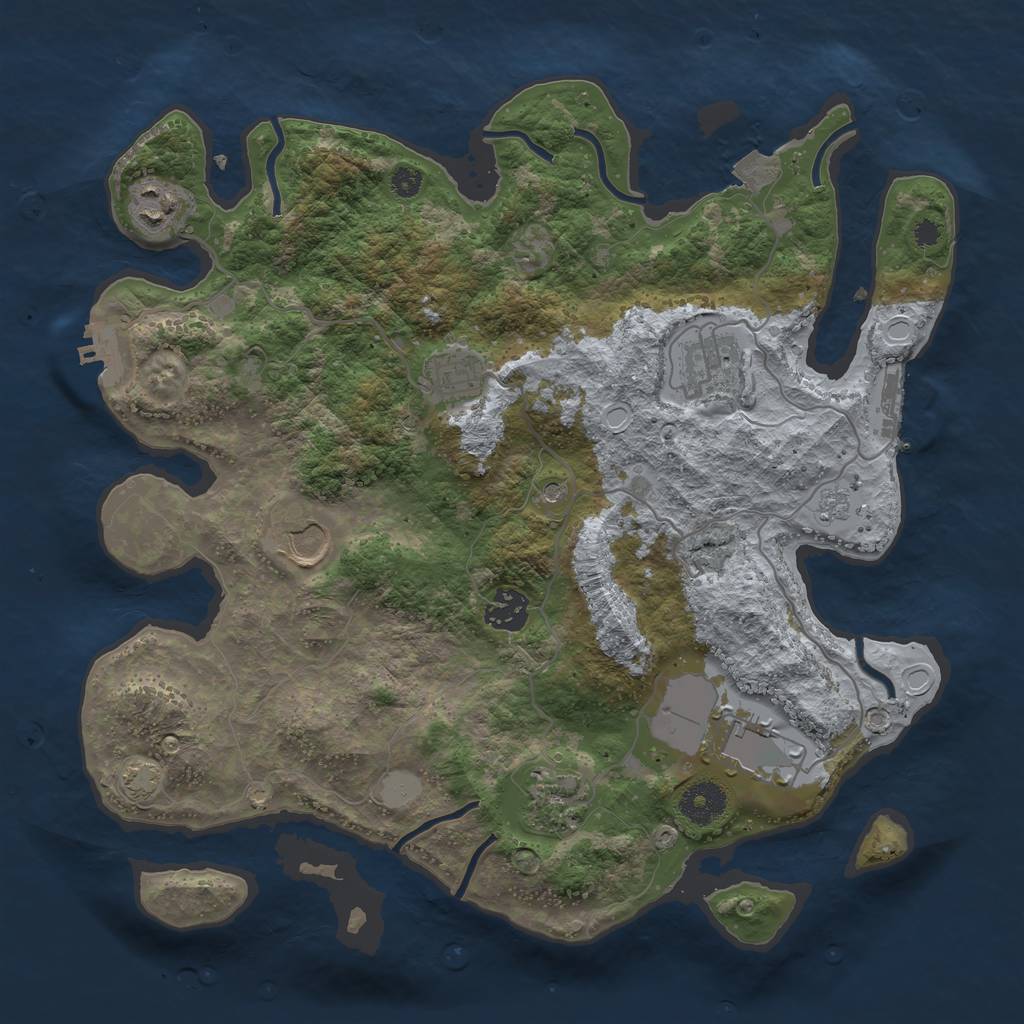 Rust Map: Procedural Map, Size: 3500, Seed: 533346842, 15 Monuments