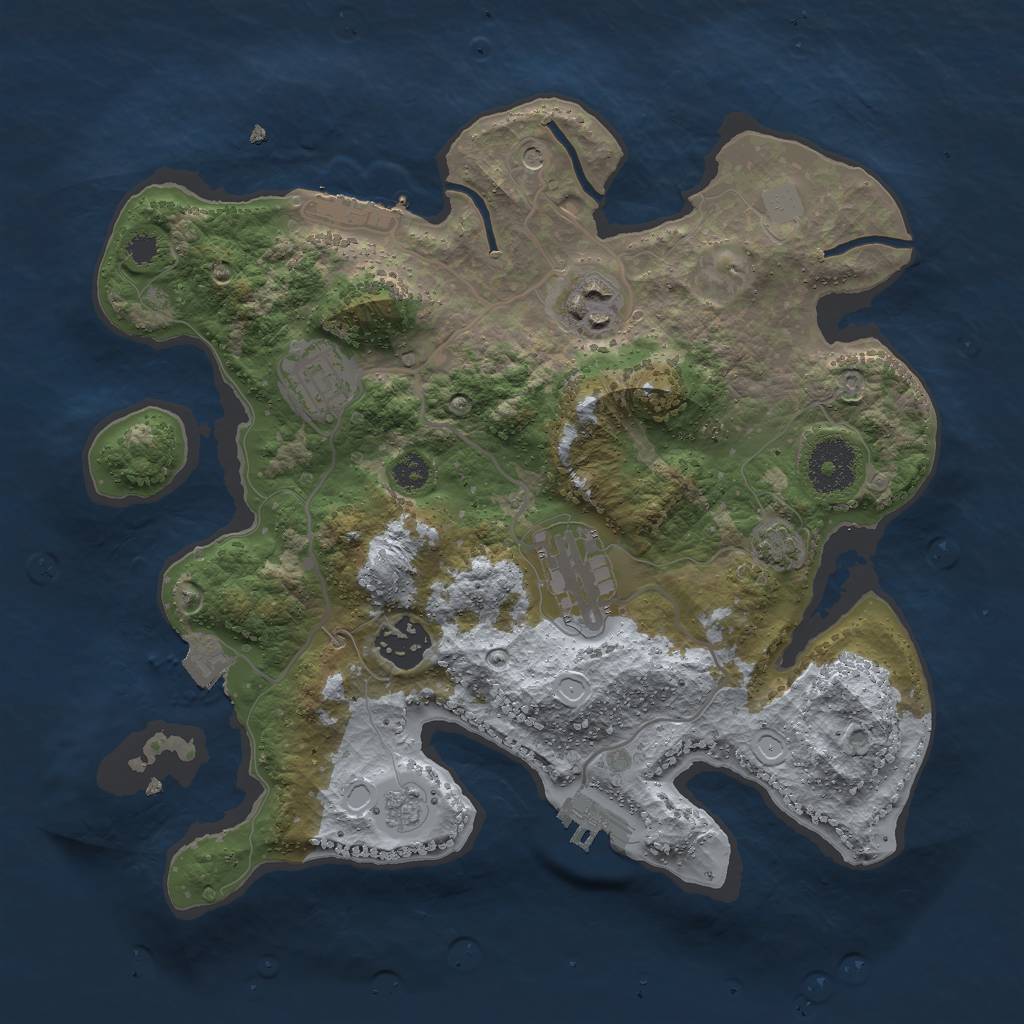 Rust Map: Procedural Map, Size: 3000, Seed: 436925354, 12 Monuments