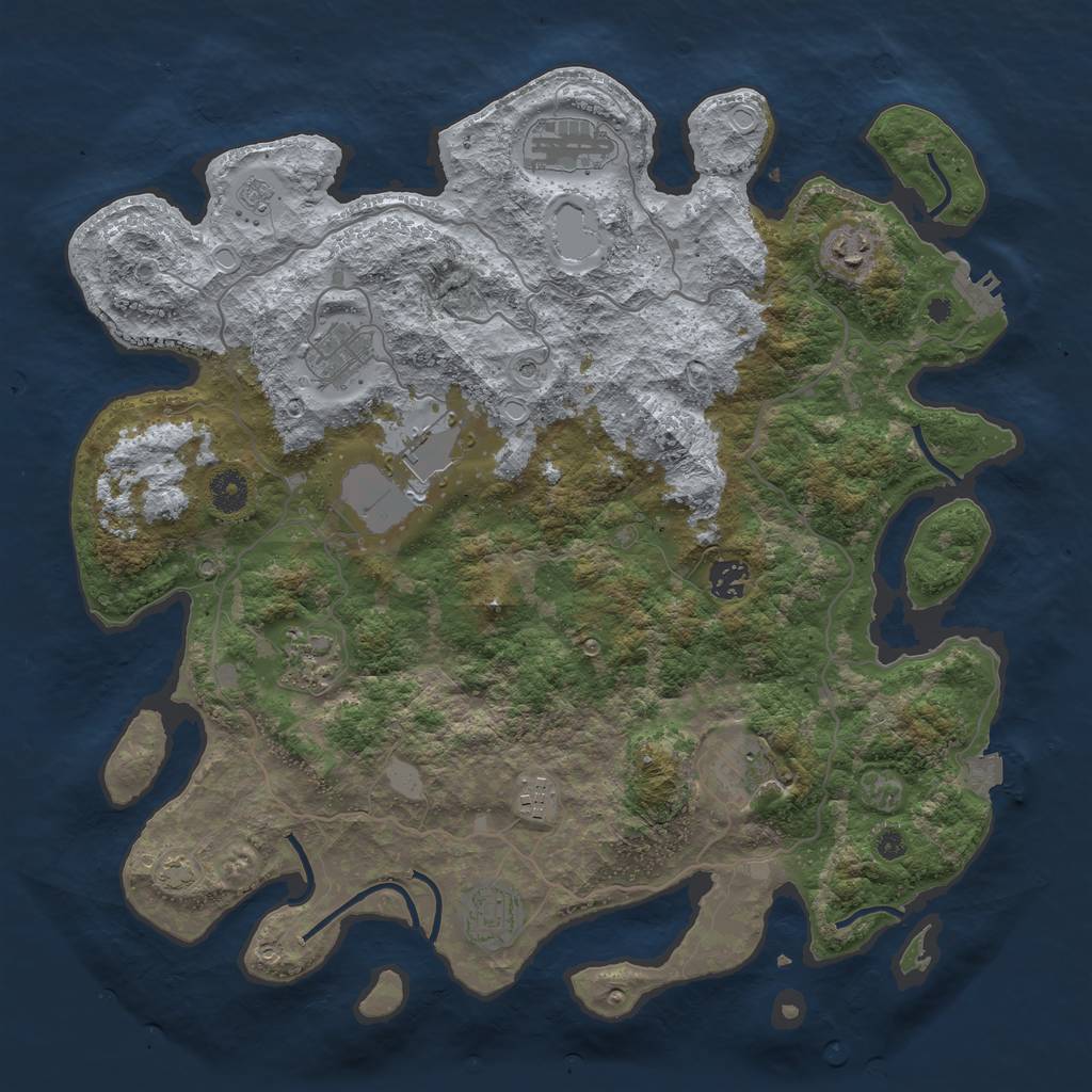 Rust Map: Procedural Map, Size: 4000, Seed: 17762077, 16 Monuments