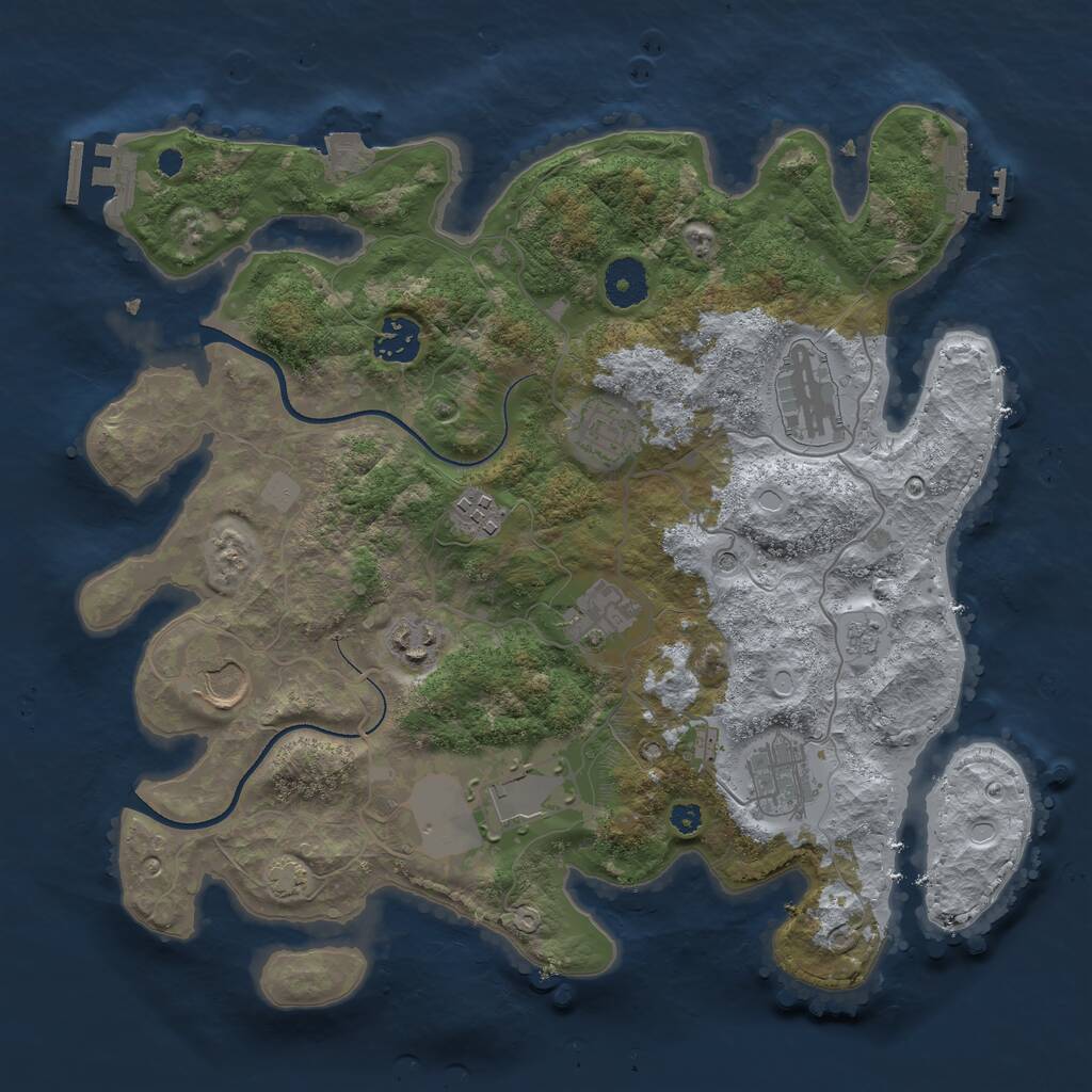 Rust Map: Procedural Map, Size: 3500, Seed: 45132503, 15 Monuments