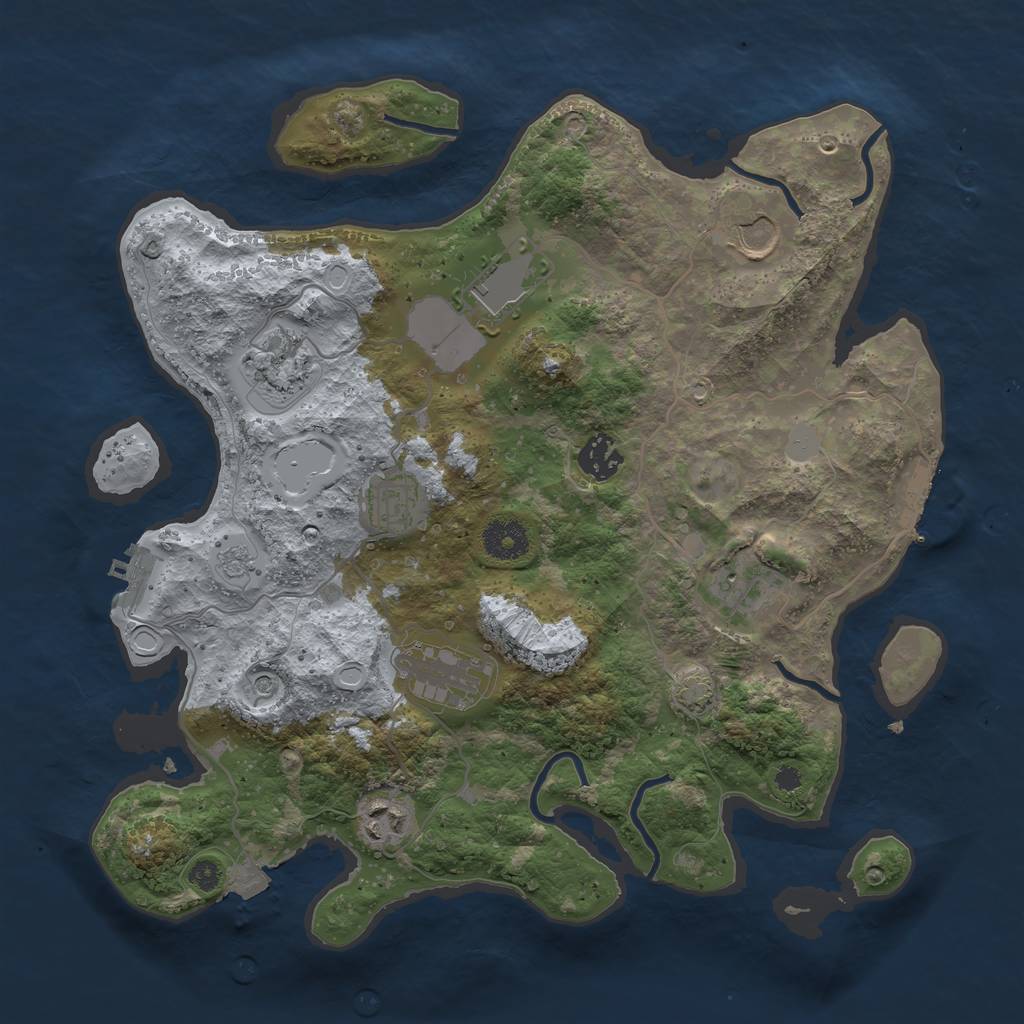 Rust Map: Procedural Map, Size: 3500, Seed: 23065, 16 Monuments