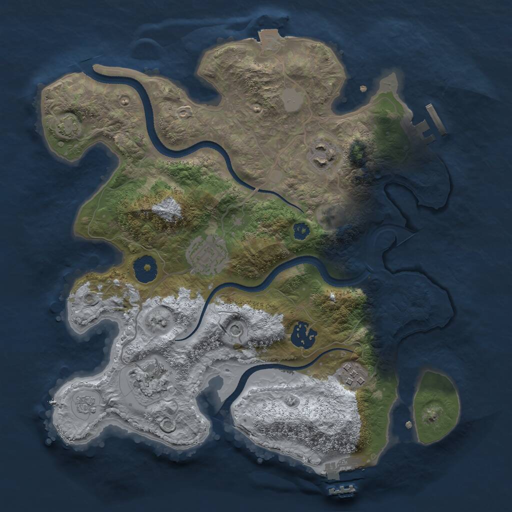 Rust Map: Procedural Map, Size: 3000, Seed: 1054130452, 11 Monuments