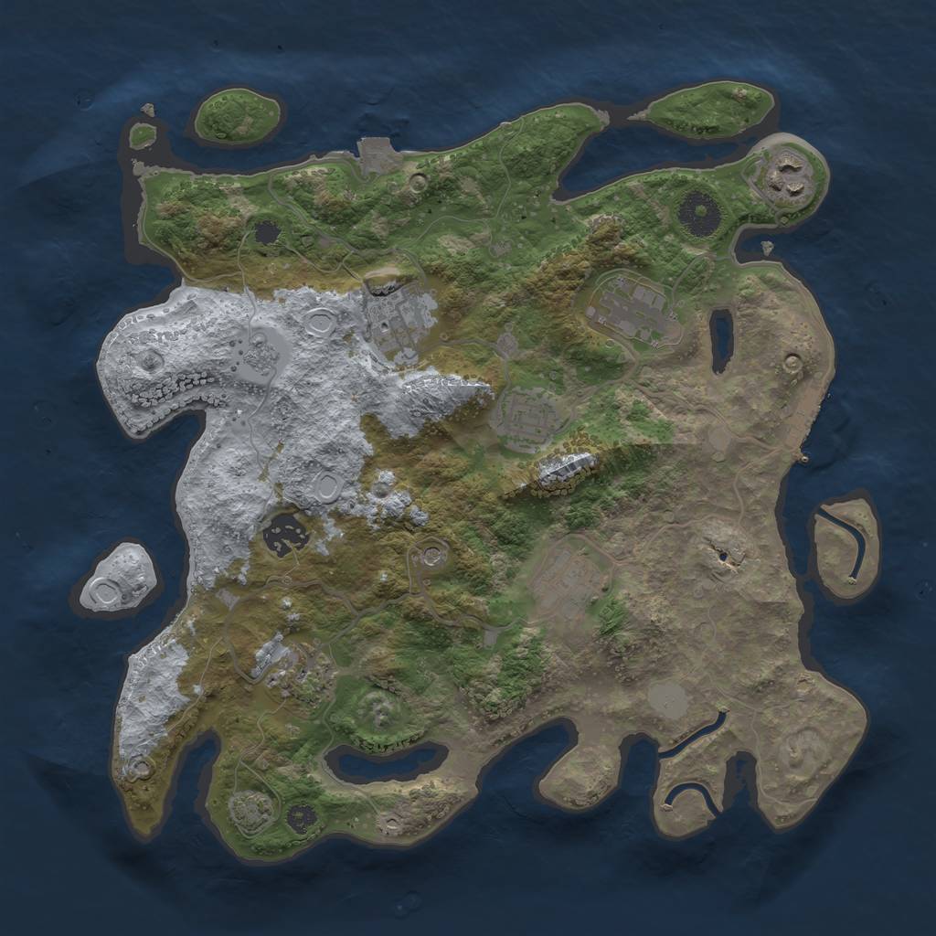 Rust Map: Procedural Map, Size: 3300, Seed: 332756522, 14 Monuments