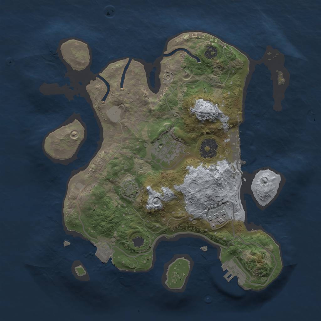 Rust Map: Procedural Map, Size: 2500, Seed: 1980094039, 8 Monuments