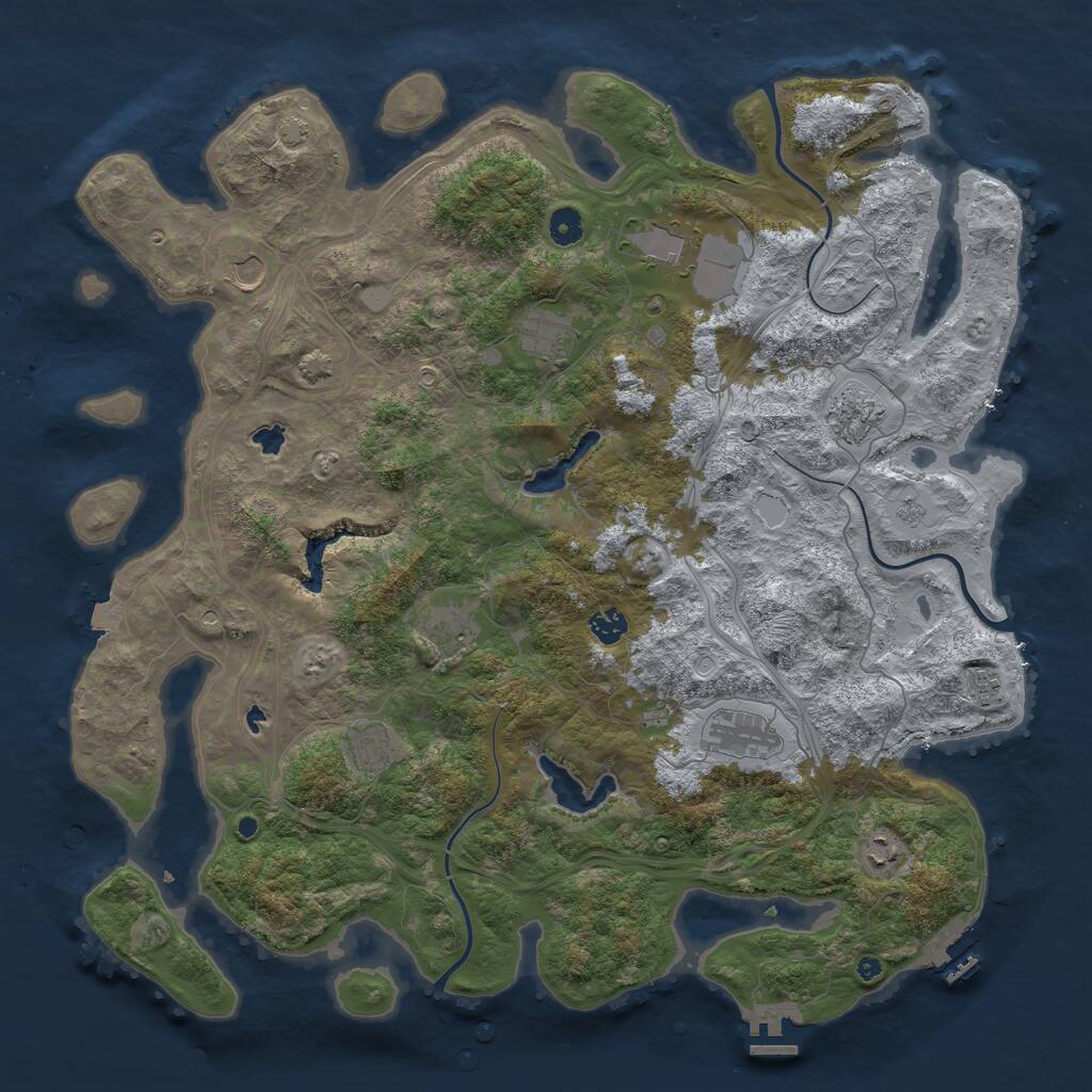 Rust Map: Procedural Map, Size: 4600, Seed: 1010452557, 16 Monuments