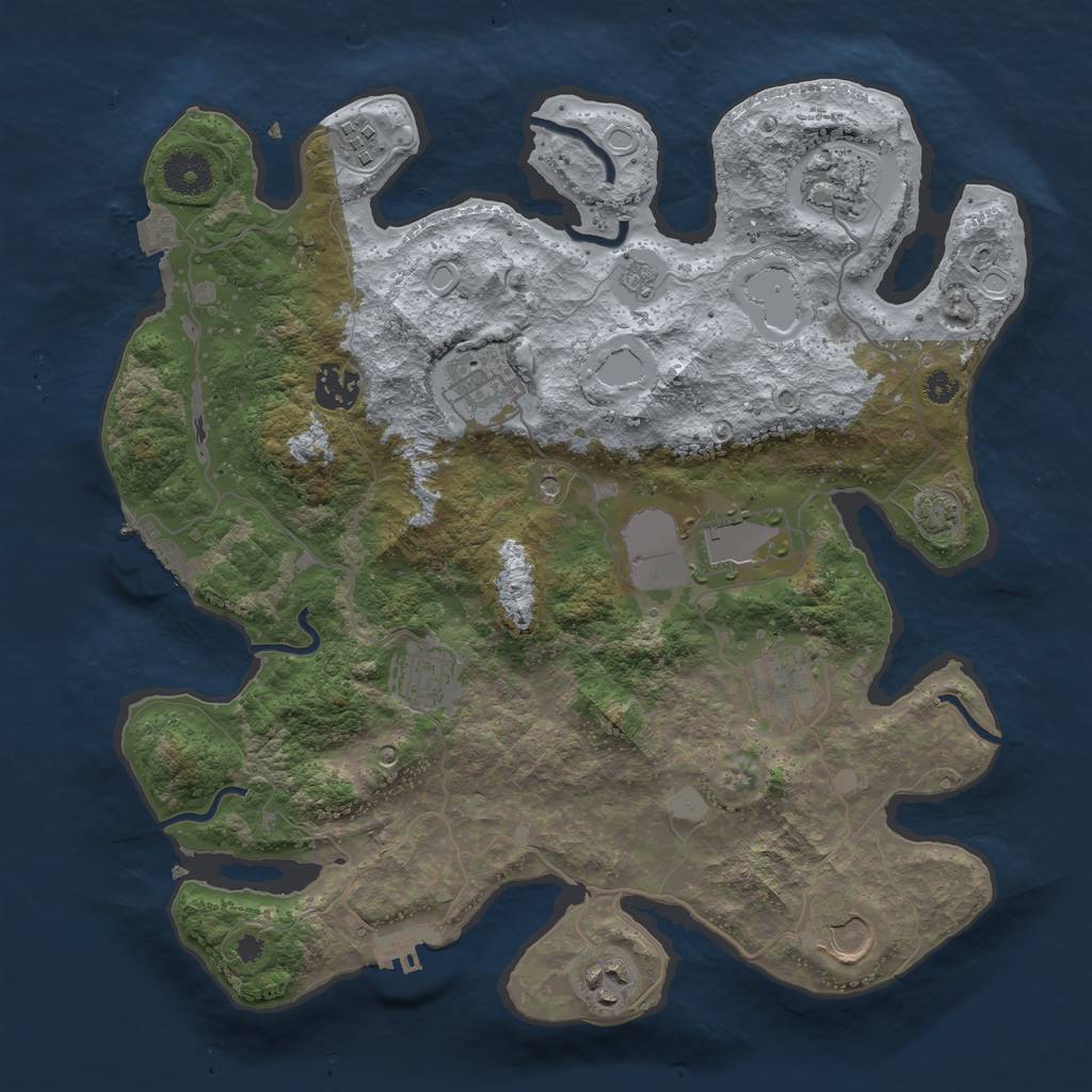 Rust Map: Procedural Map, Size: 3500, Seed: 1197738955, 17 Monuments