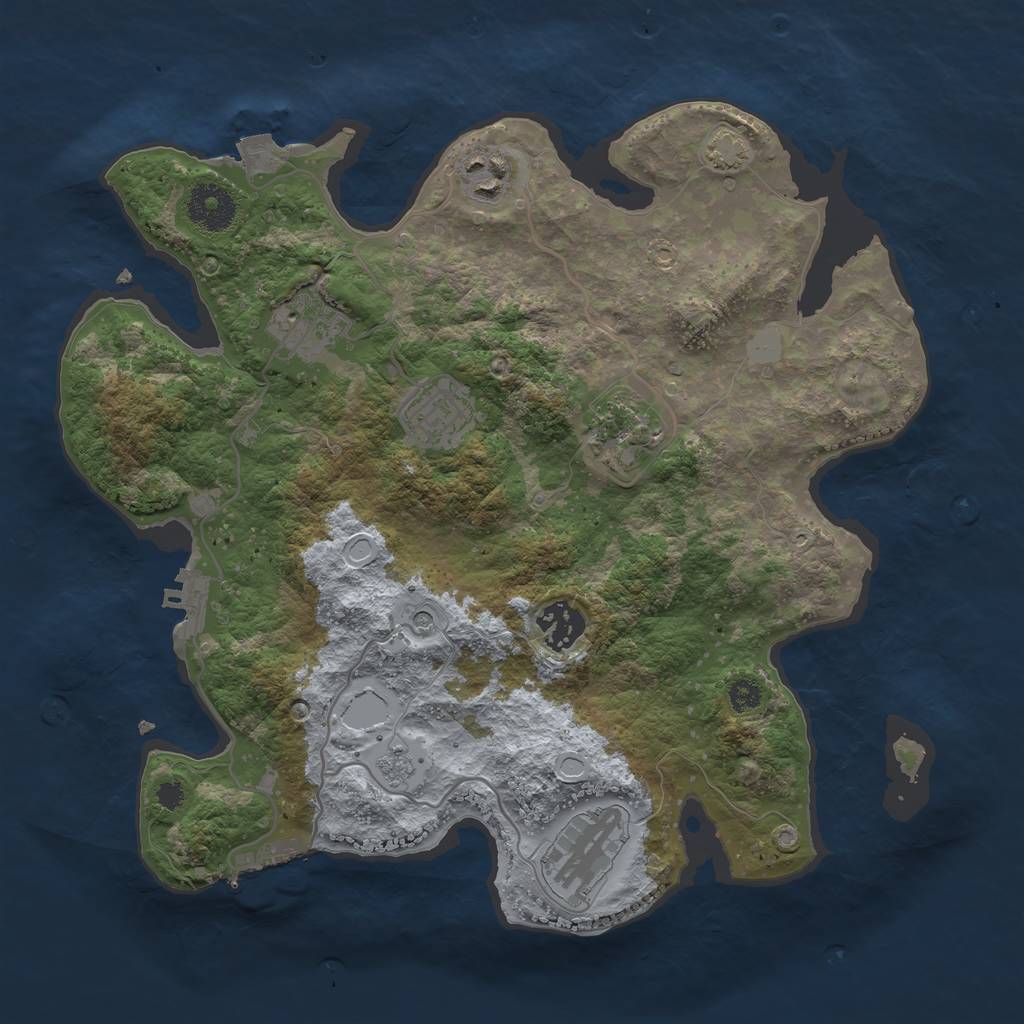 Rust Map: Procedural Map, Size: 3250, Seed: 122555325, 14 Monuments