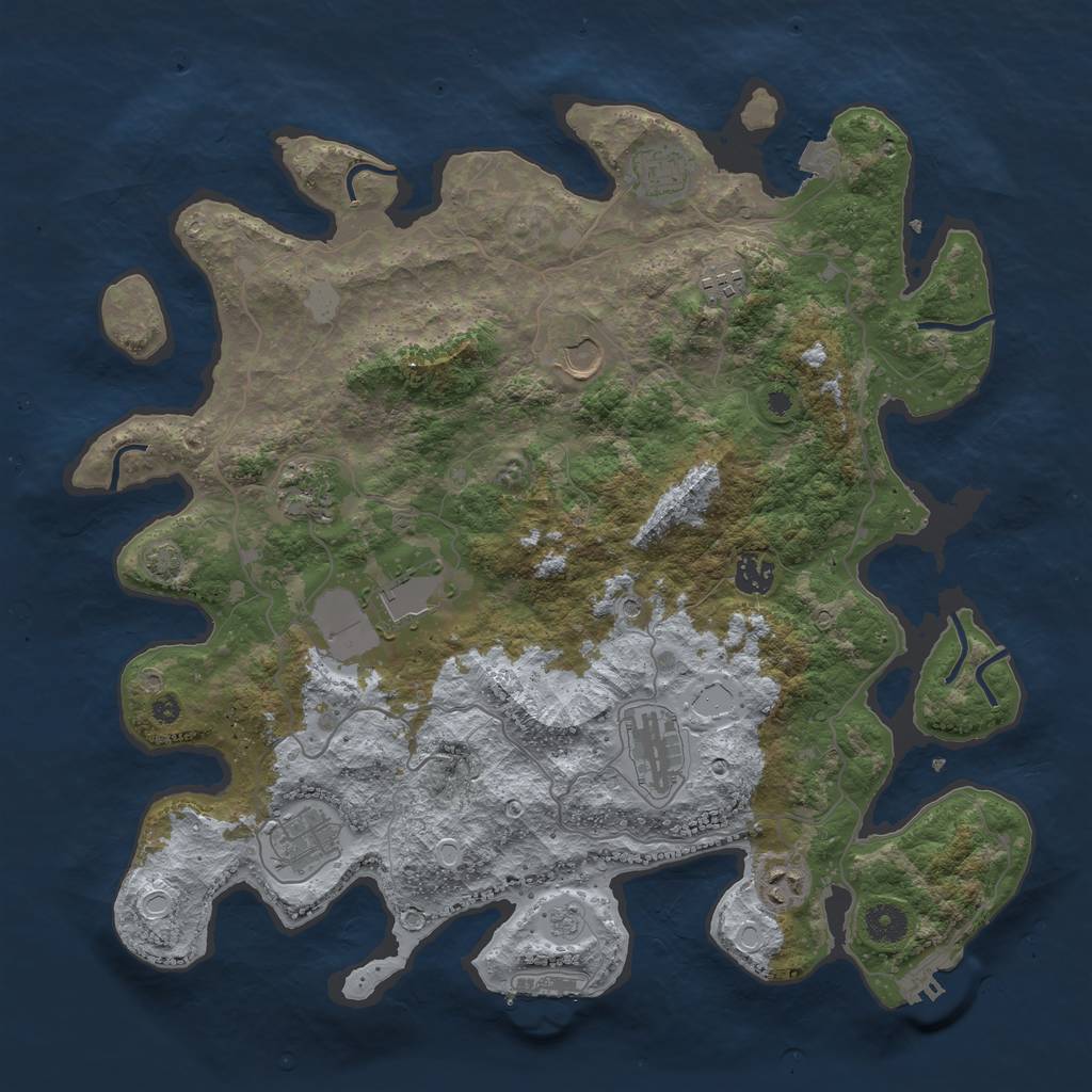 Rust Map: Procedural Map, Size: 4000, Seed: 63882752, 17 Monuments