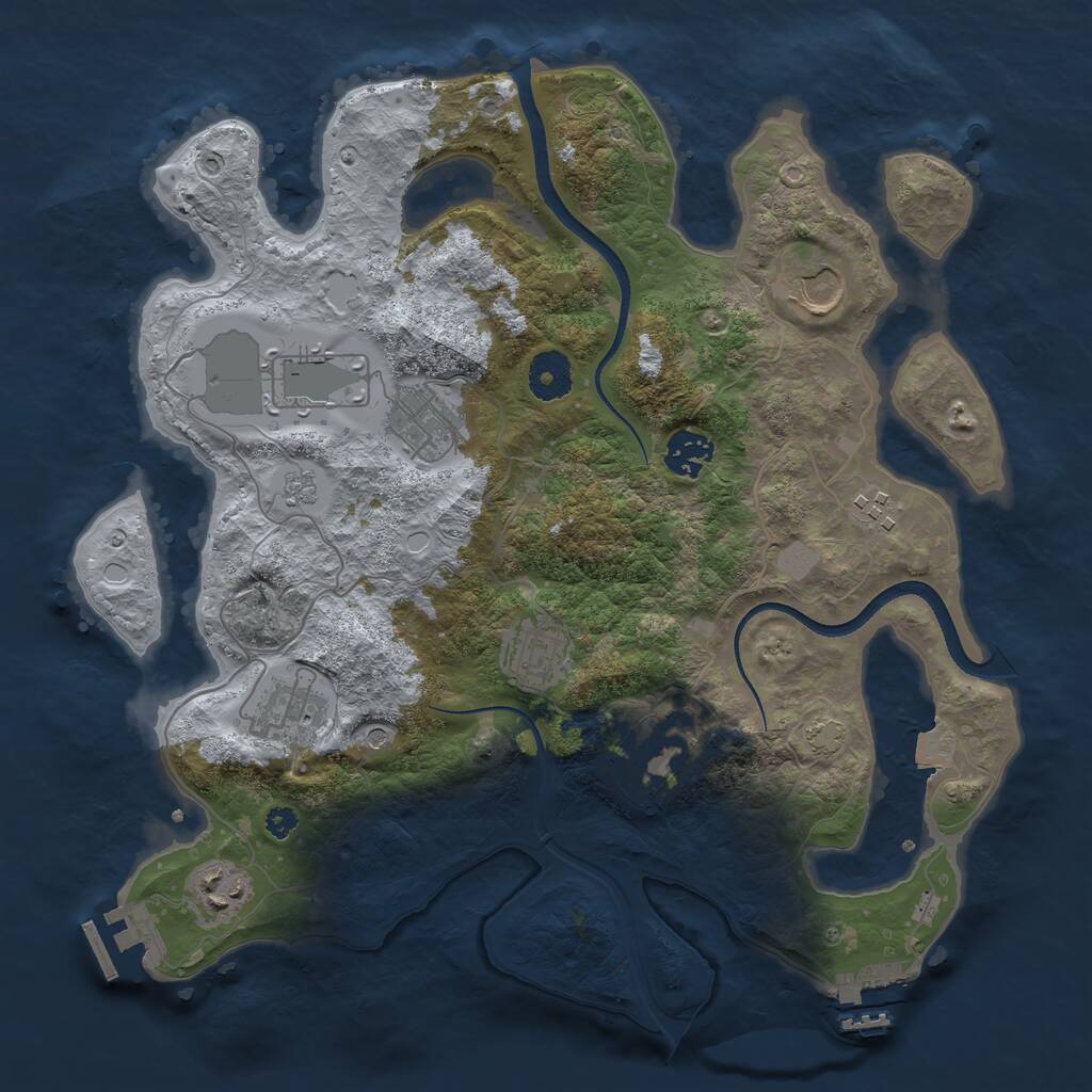 Rust Map: Procedural Map, Size: 3500, Seed: 17436075, 15 Monuments