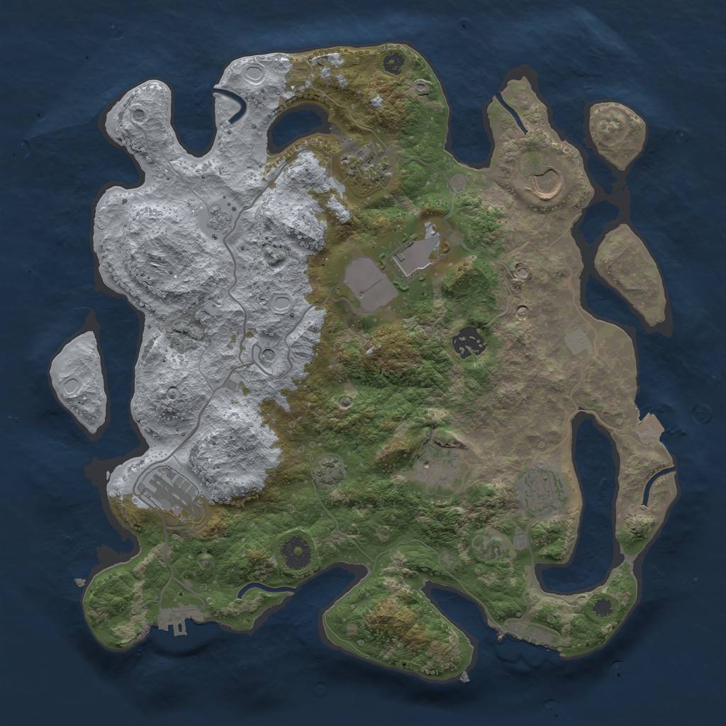Rust Map: Procedural Map, Size: 3500, Seed: 17436075, 15 Monuments