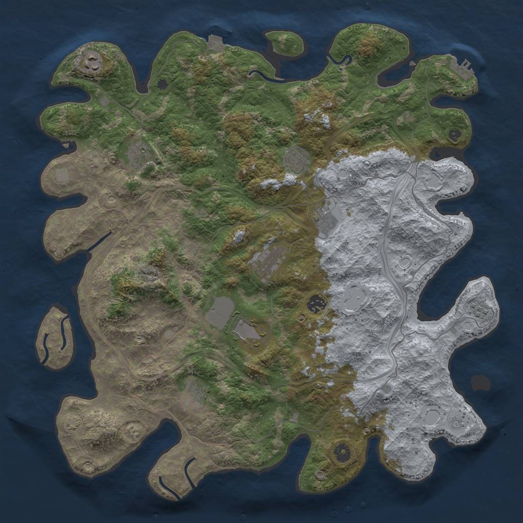 Rust Map: Procedural Map, Size: 4400, Seed: 30237294, 16 Monuments