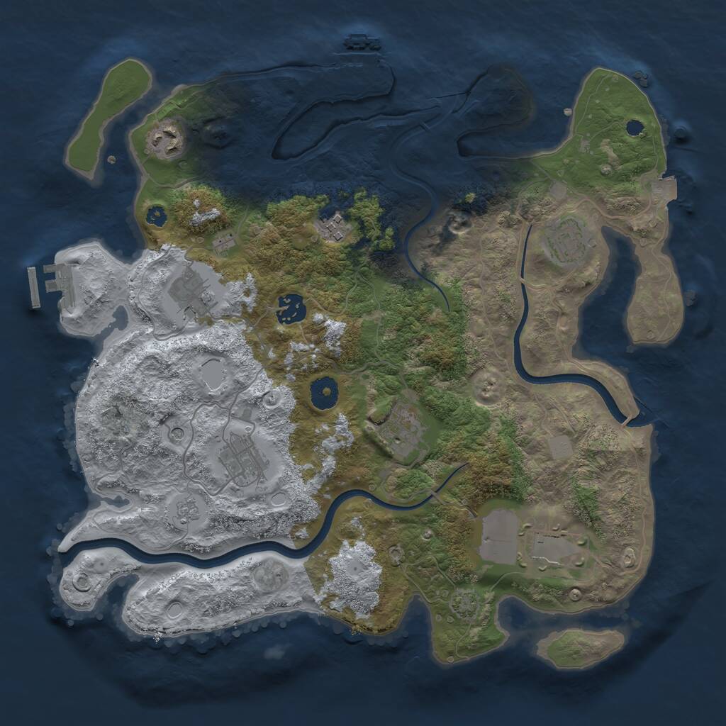 Rust Map: Procedural Map, Size: 3550, Seed: 20773760, 14 Monuments