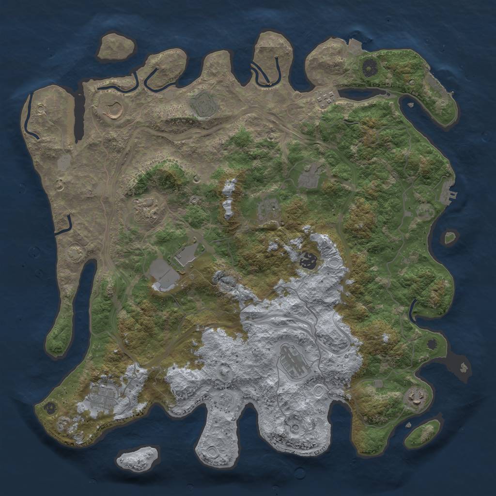 Rust Map: Procedural Map, Size: 4400, Seed: 53321854, 19 Monuments