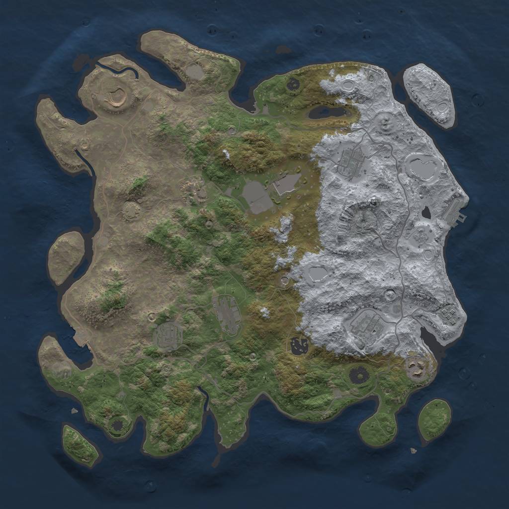 Rust Map: Procedural Map, Size: 4100, Seed: 46874516, 17 Monuments