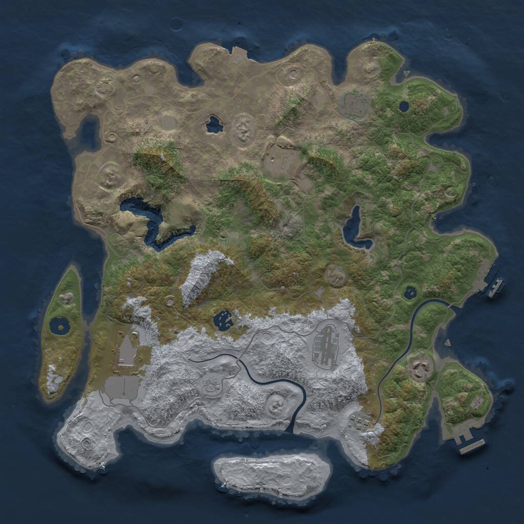 Rust Map: Procedural Map, Size: 4000, Seed: 63487841, 13 Monuments