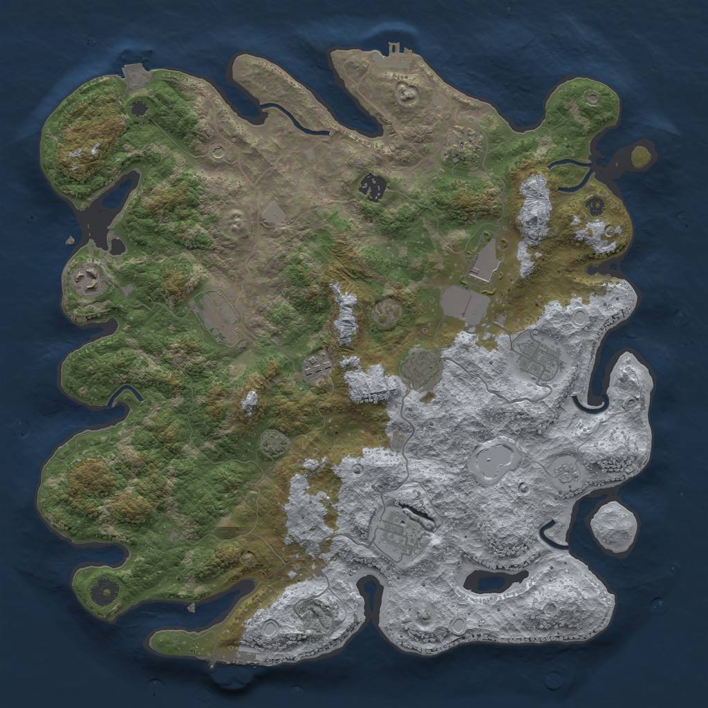 Rust Map: Procedural Map, Size: 3950, Seed: 25659534, 17 Monuments