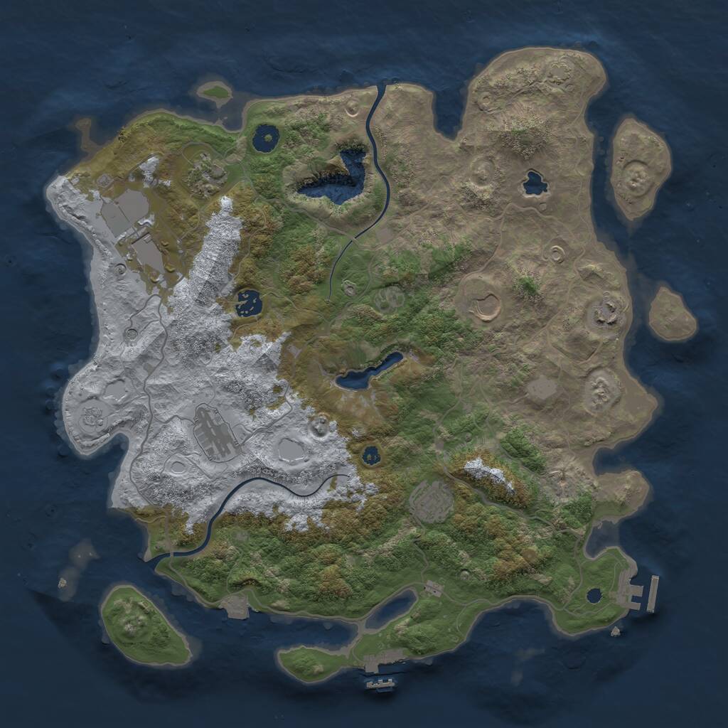 Rust Map: Procedural Map, Size: 4000, Seed: 681078, 13 Monuments
