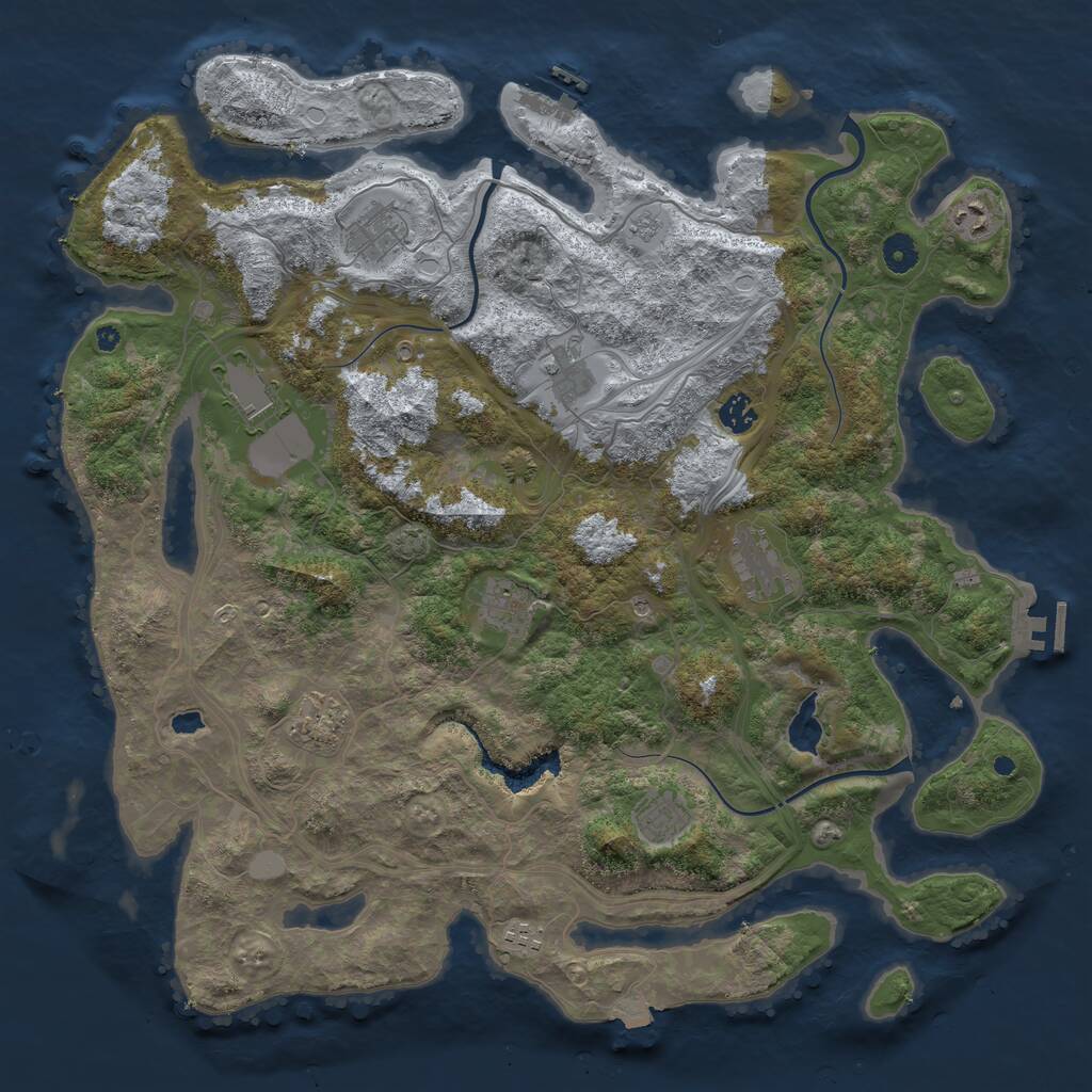 Rust Map: Procedural Map, Size: 4400, Seed: 18372596, 16 Monuments