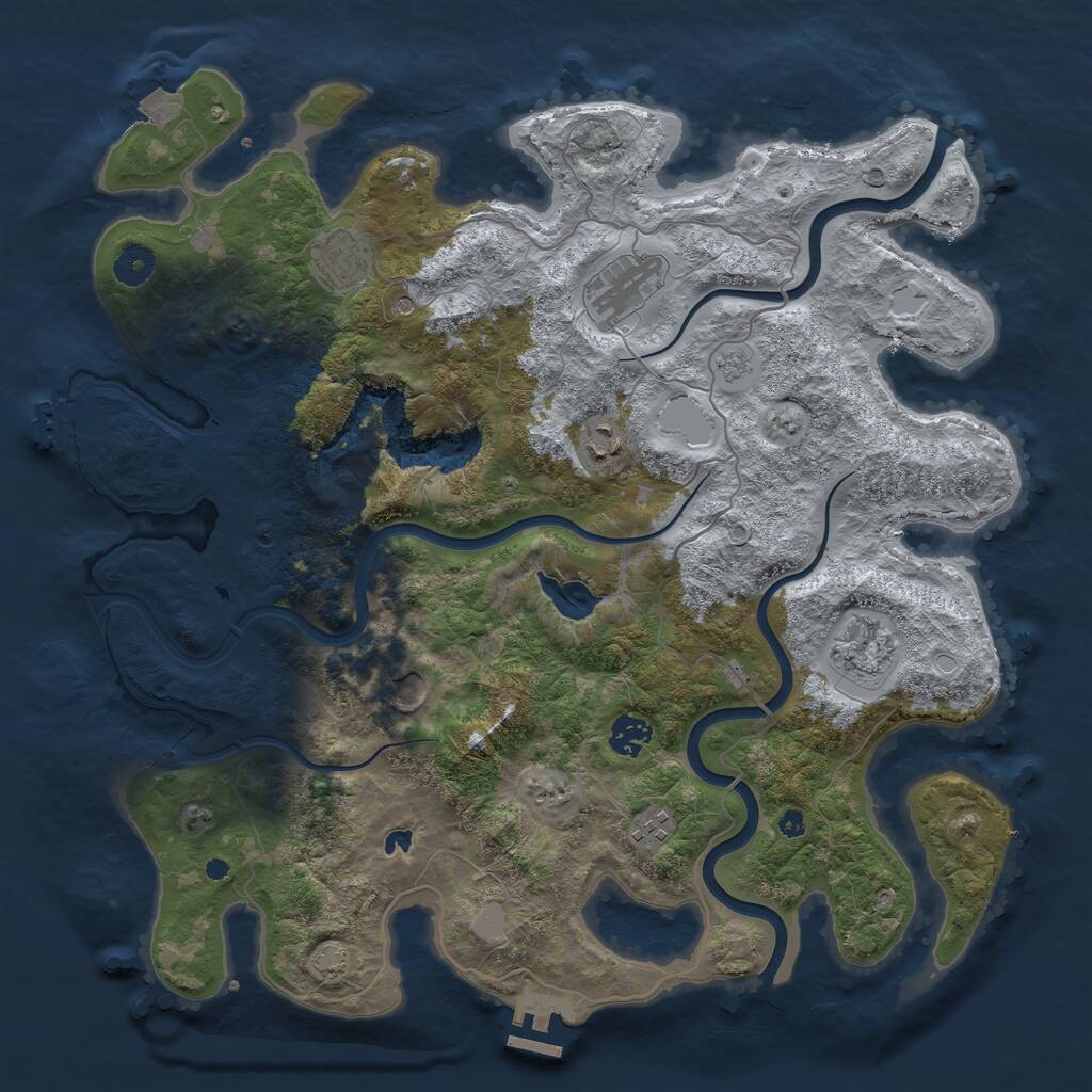 Rust Map: Procedural Map, Size: 4000, Seed: 426229561, 13 Monuments