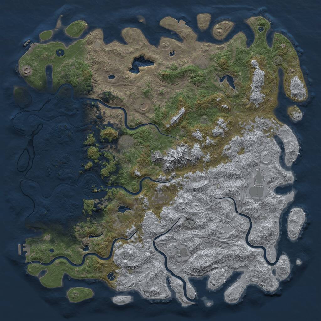 Rust Map: Procedural Map, Size: 6000, Seed: 276956351, 17 Monuments
