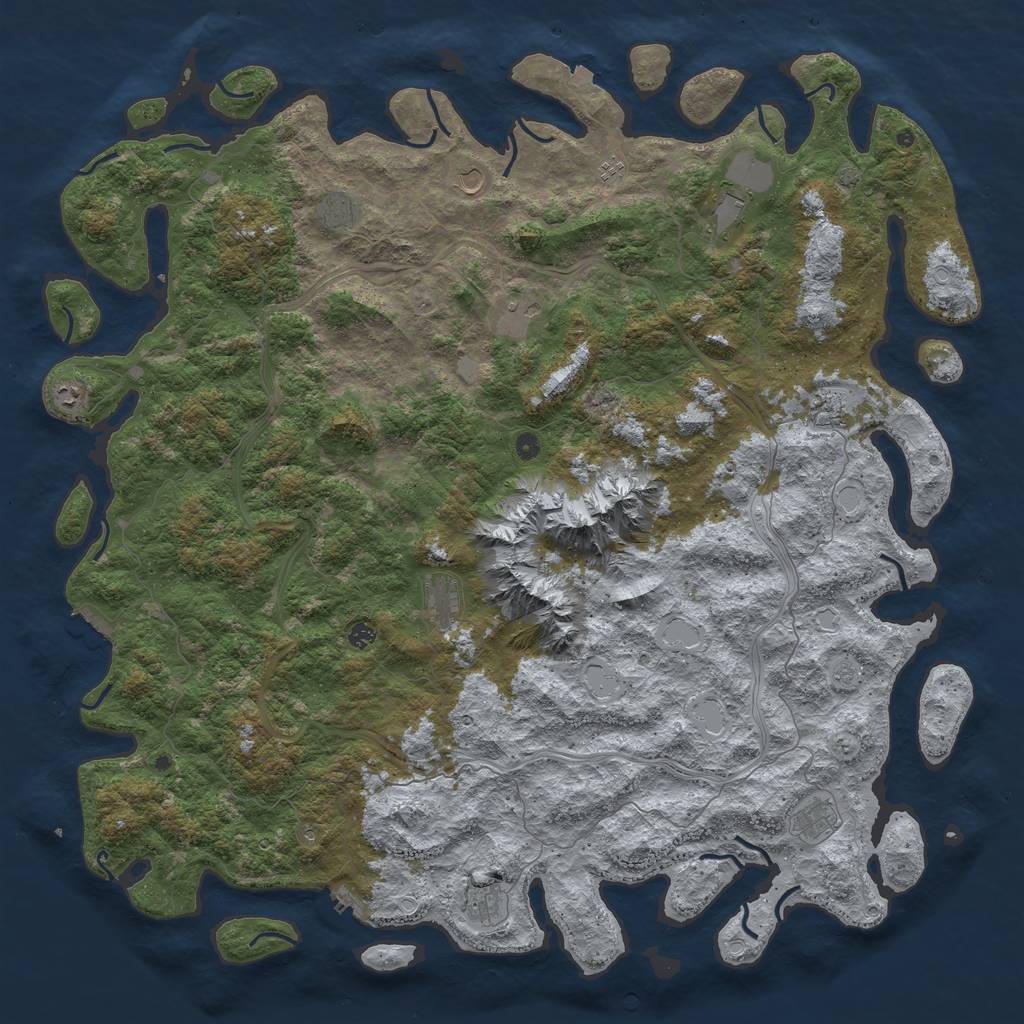 Rust Map: Procedural Map, Size: 6000, Seed: 276956351, 19 Monuments