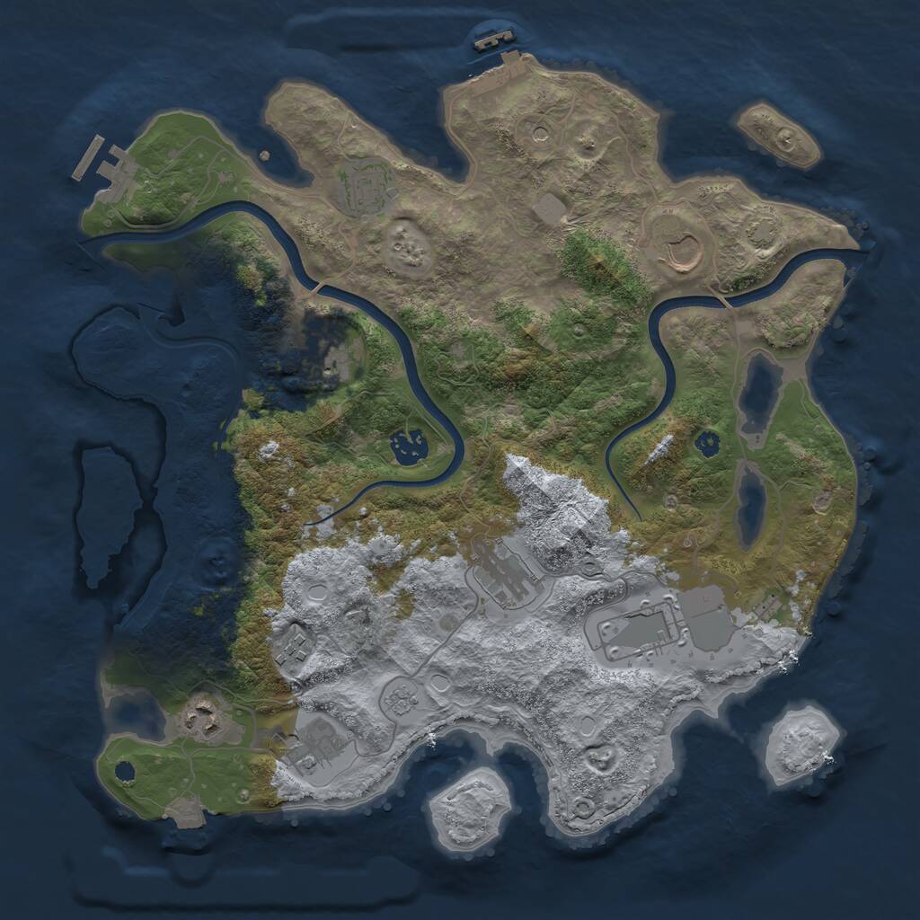 Rust Map: Procedural Map, Size: 3700, Seed: 1454023496, 15 Monuments