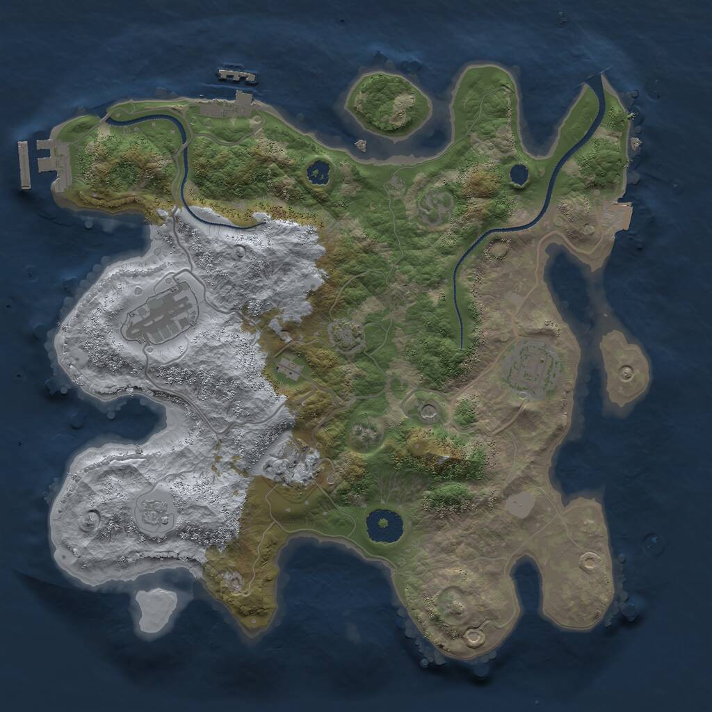 Rust Map: Procedural Map, Size: 3000, Seed: 1723114308, 9 Monuments