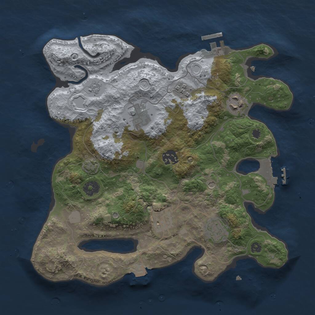 Rust Map: Procedural Map, Size: 3000, Seed: 255255, 12 Monuments