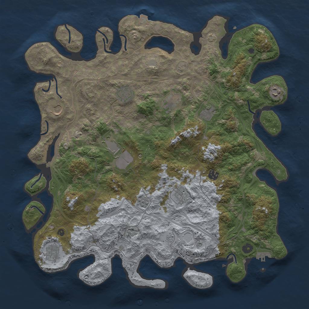 Rust Map: Procedural Map, Size: 4500, Seed: 483299072, 17 Monuments