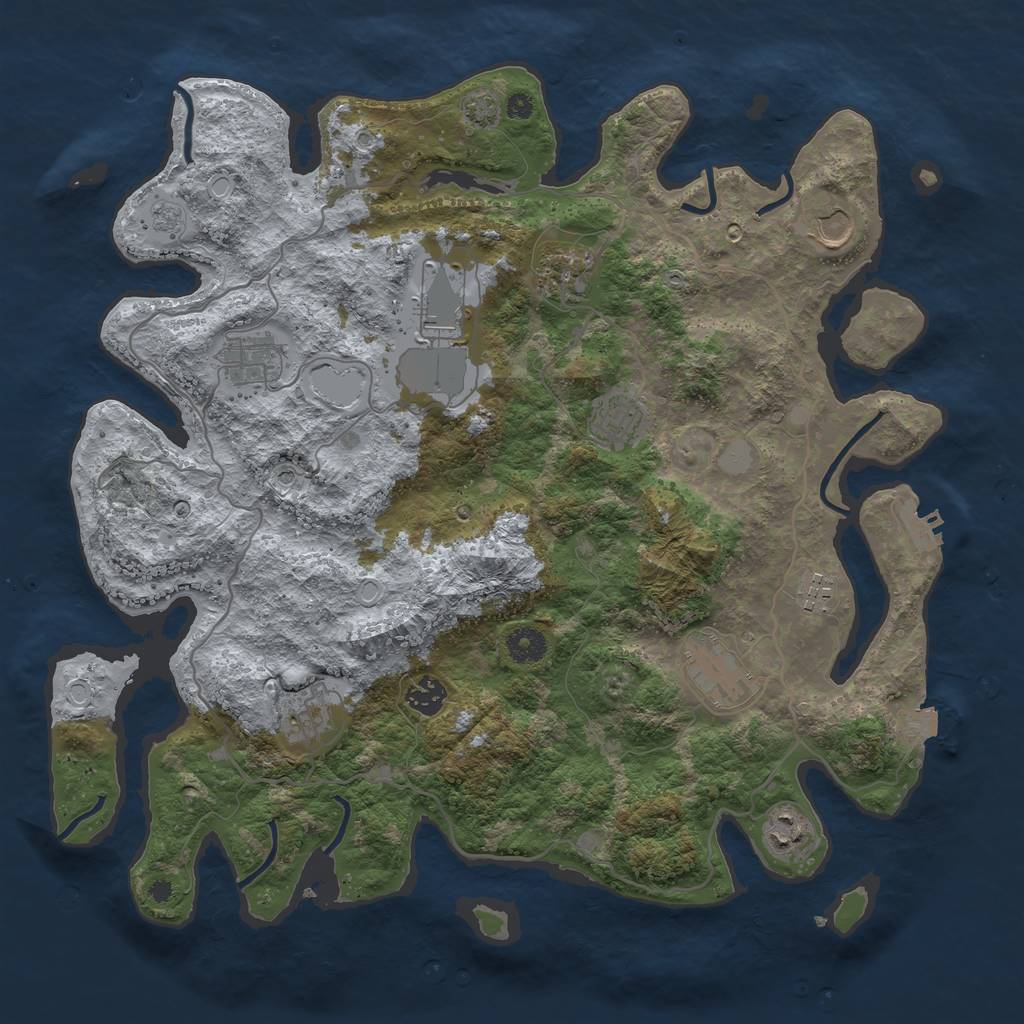 Rust Map: Procedural Map, Size: 4000, Seed: 895536435, 17 Monuments