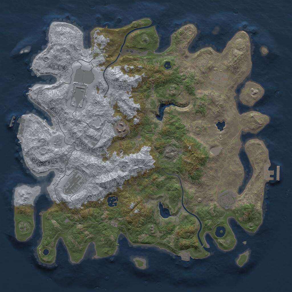 Rust Map: Procedural Map, Size: 4000, Seed: 895536435, 12 Monuments