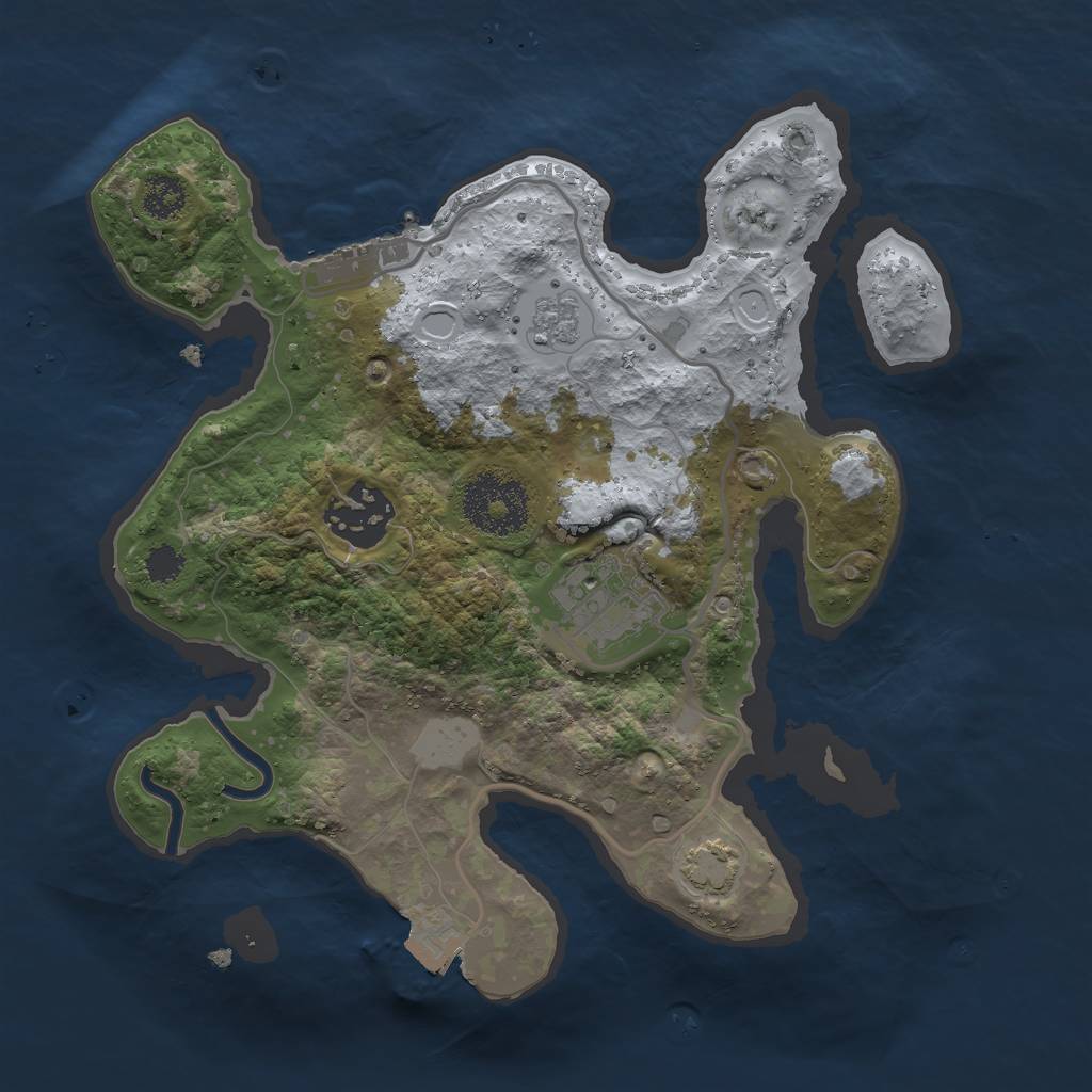 Rust Map: Procedural Map, Size: 2500, Seed: 727317908, 8 Monuments