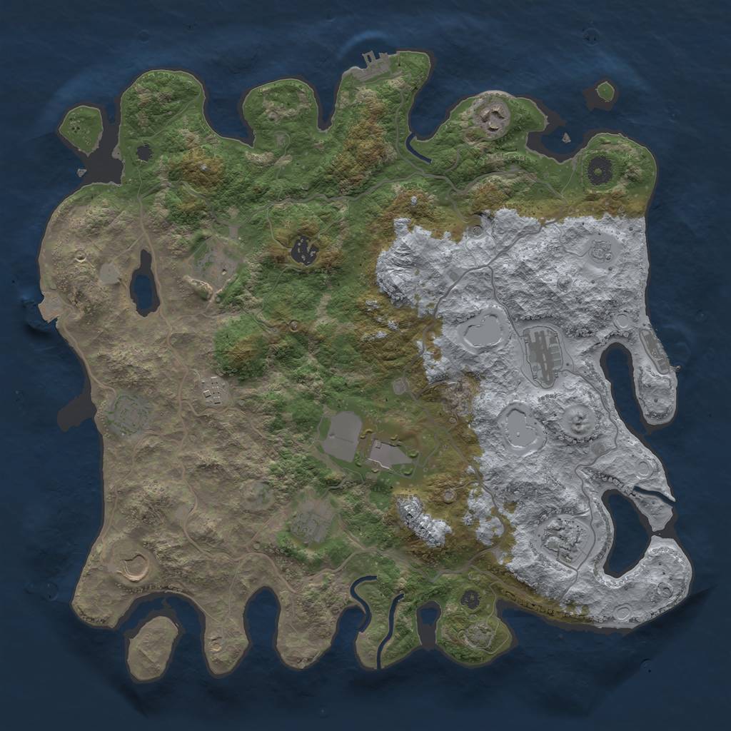 Rust Map: Procedural Map, Size: 4050, Seed: 1950879929, 18 Monuments