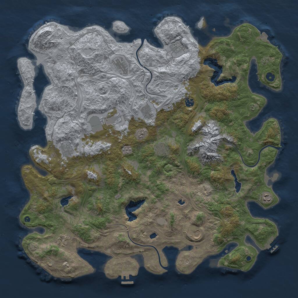 Rust Map: Procedural Map, Size: 5000, Seed: 687139582, 17 Monuments